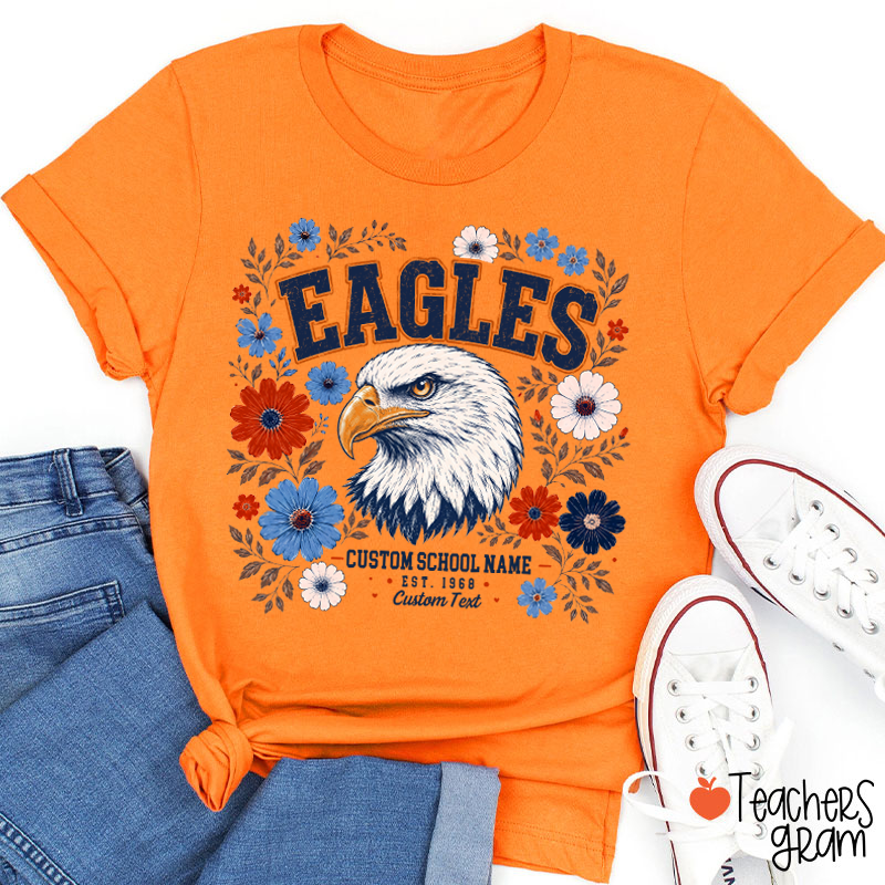 Personalized Mascot Floral Est Custom Text Teacher T-Shirt