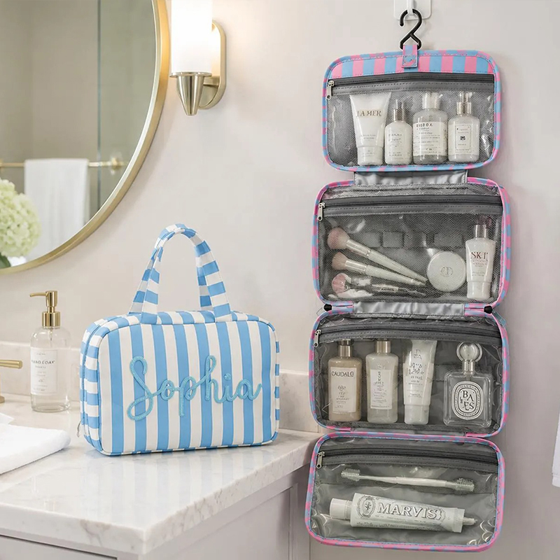 Personalized Name Expandable Hanging Travel Teacher Makeup Bag