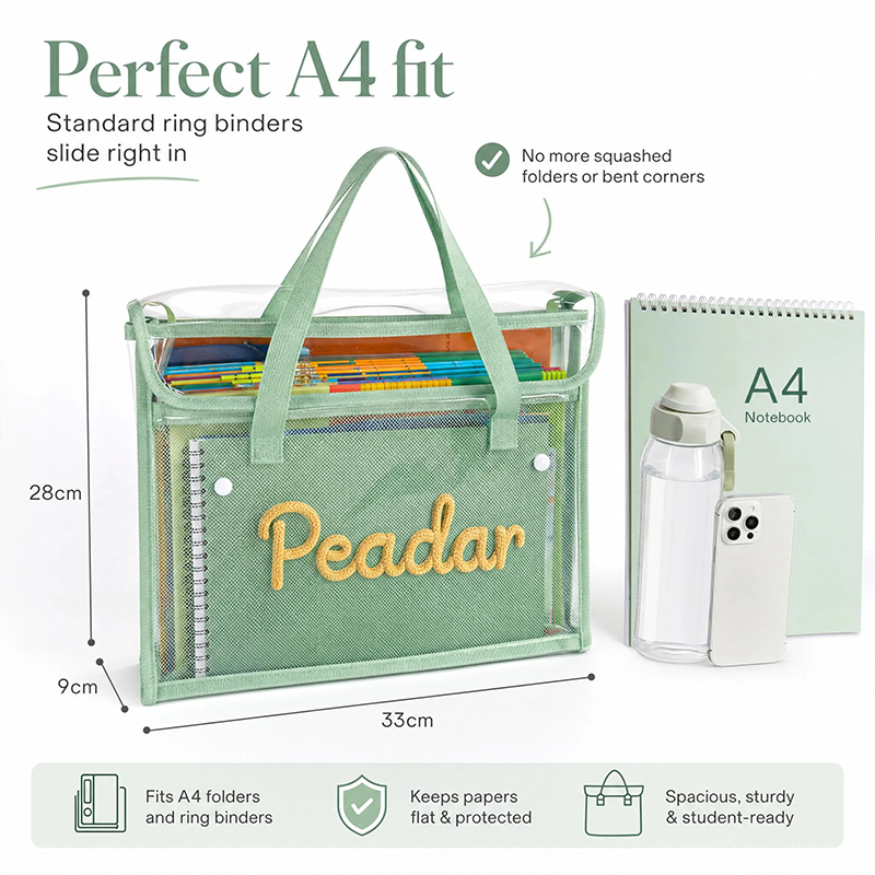 Personalised Name Clear Waterproof School Book Bag