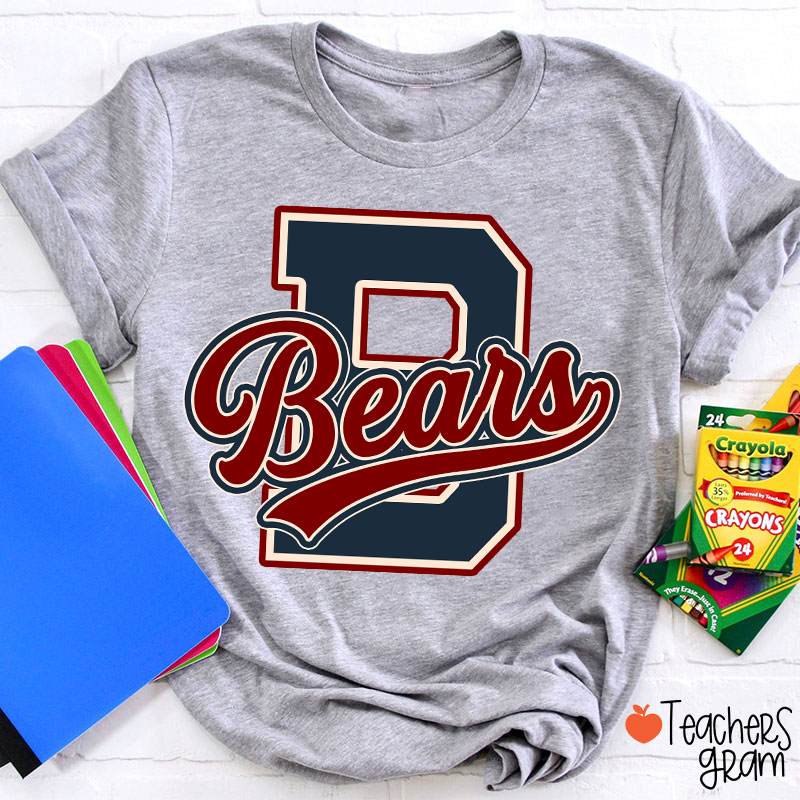 Personalized Mascot Varsity Letter Script Teacher T-Shirt