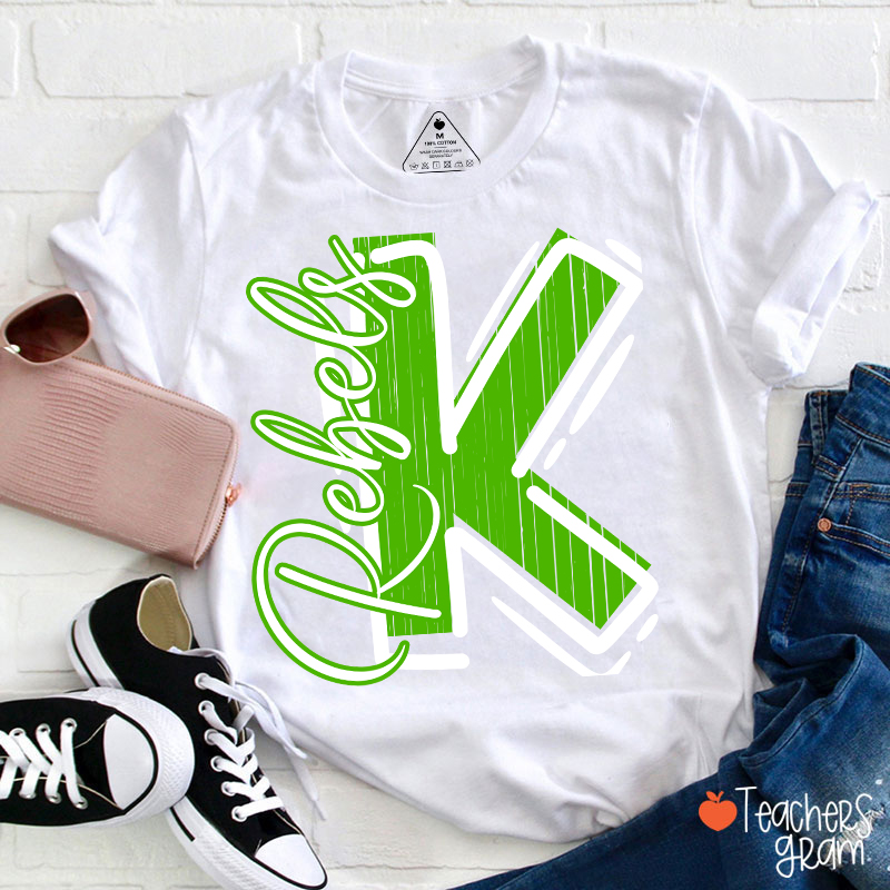 Personalized School Spirit Mascot Initial Teacher T-Shirt