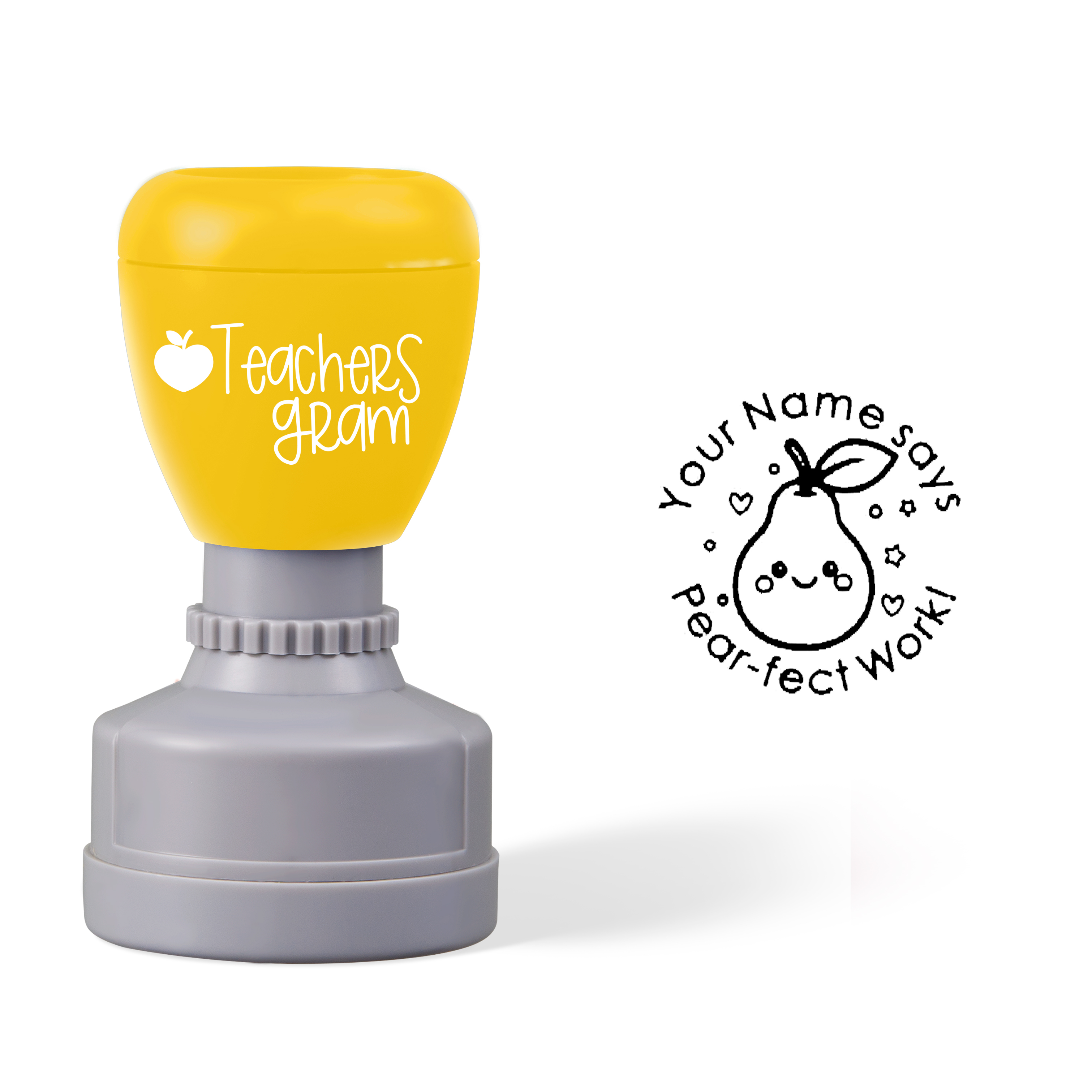 Personalized Name Says Pear-fect Work Teacher Stamp