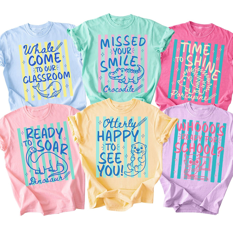 Personalized Missed Your Smile Crocodile Pink Stripe Teacher T-Shirt