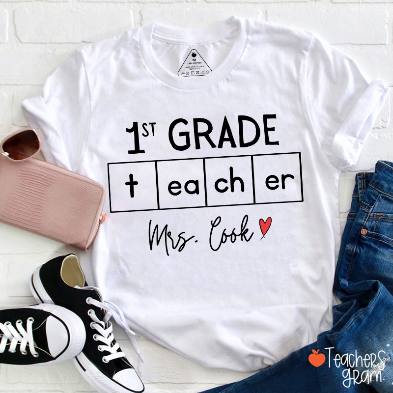 Personalized Love Teacher Name And Grade Teacher T-Shirt