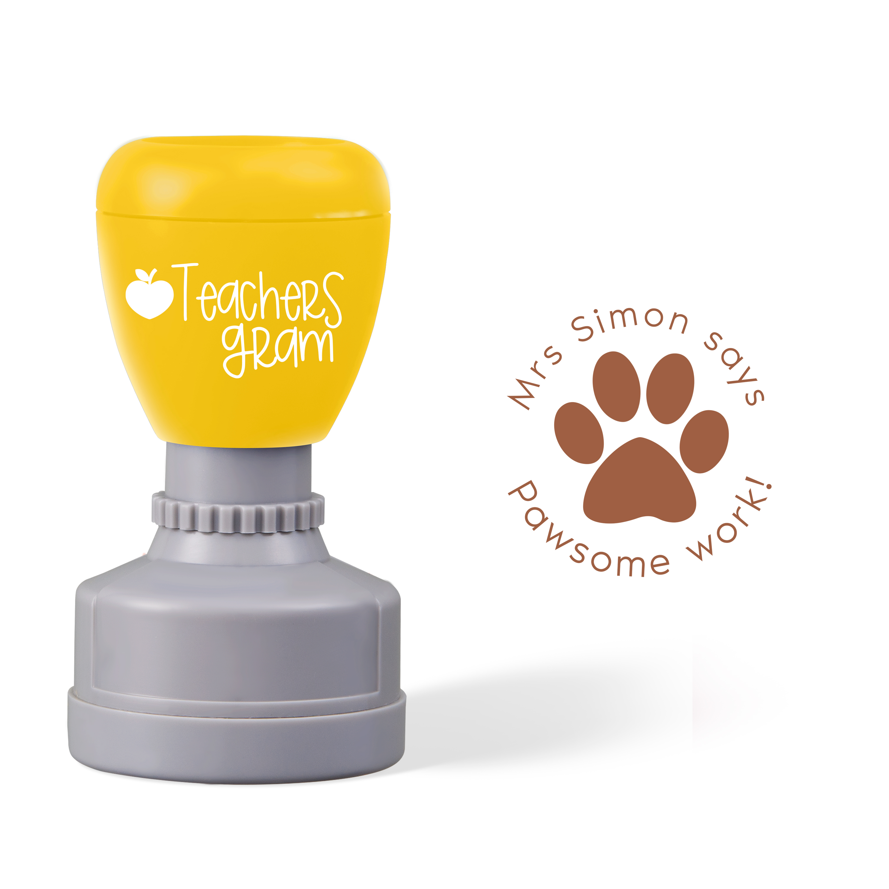 Personalized Pawsome Work Teacher Stamp-Teachersgram