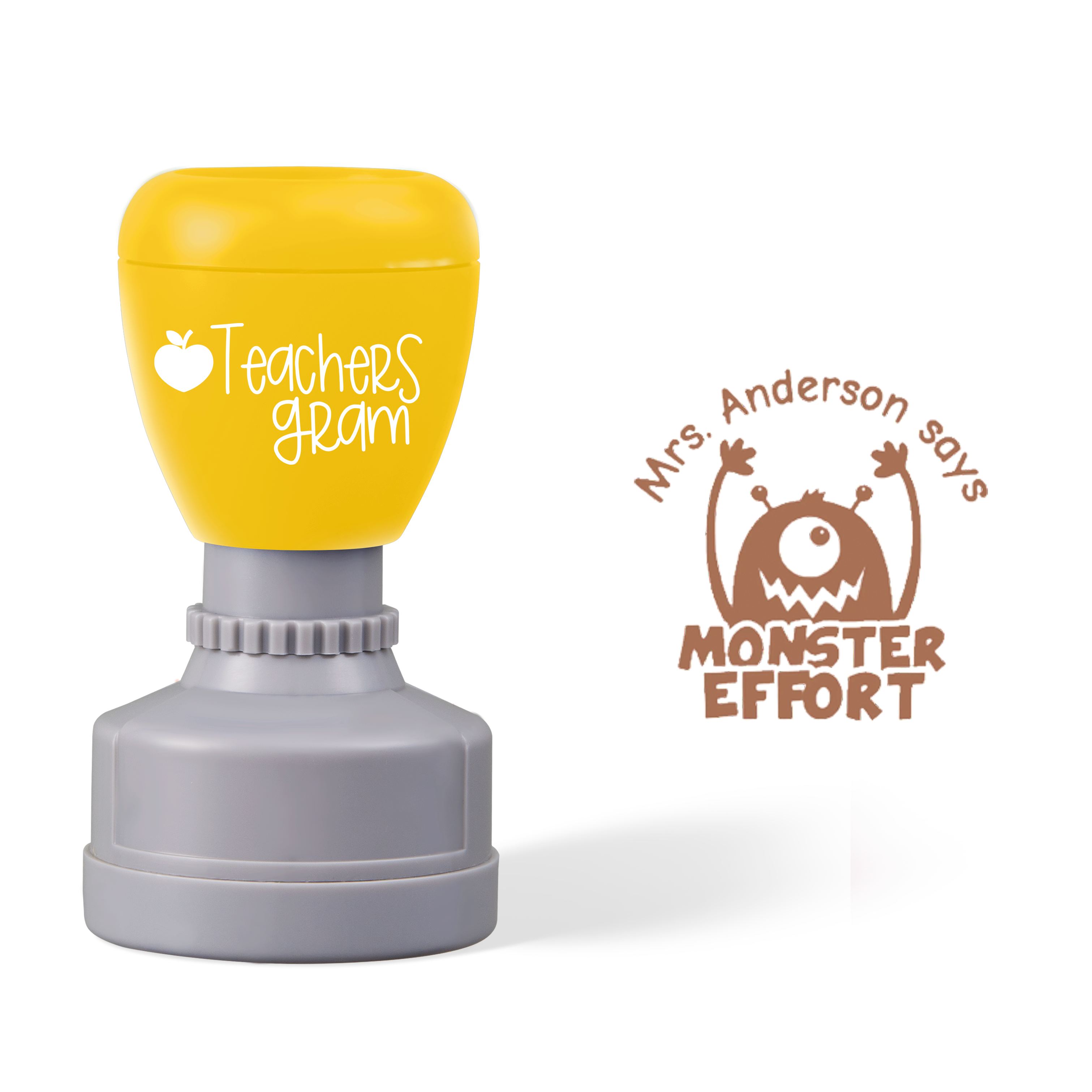 Personalized Says Monster Effort Teacher Stamp-Teachersgram