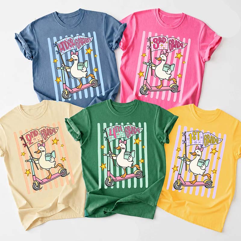 Personalized Grade Scooter Silly Goose Teacher T-Shirt