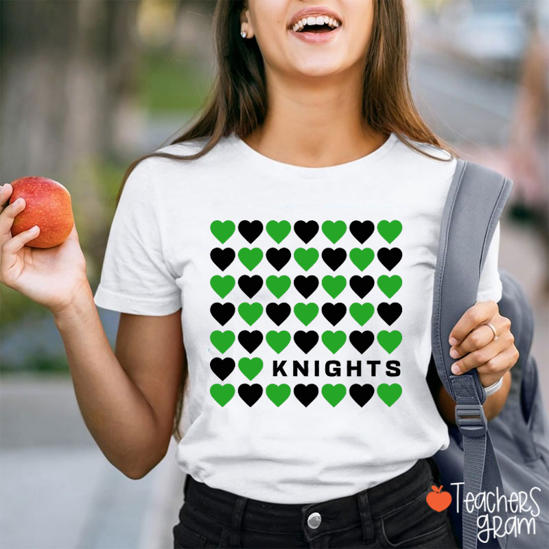 Personalized Mascot Team Color Heart Teacher T-Shirt