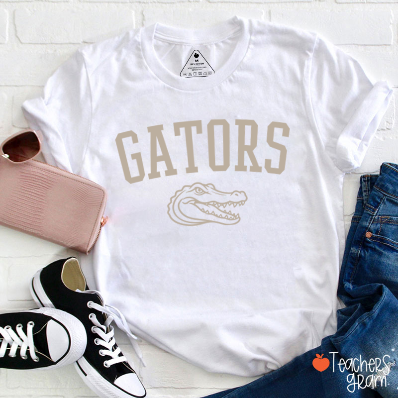 Personalized Mascot Outline Graphic Varsity Letter Teacher T-Shirt