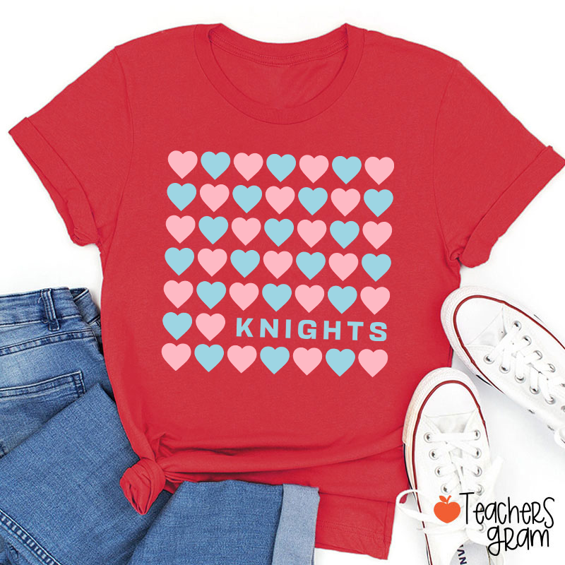 Personalized Mascot Team Color Heart Teacher T-Shirt