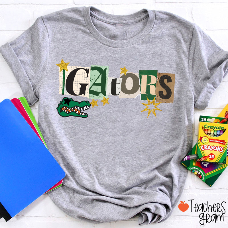 Personalized Mascot Collage Letter Sport Team Teacher T-Shirt