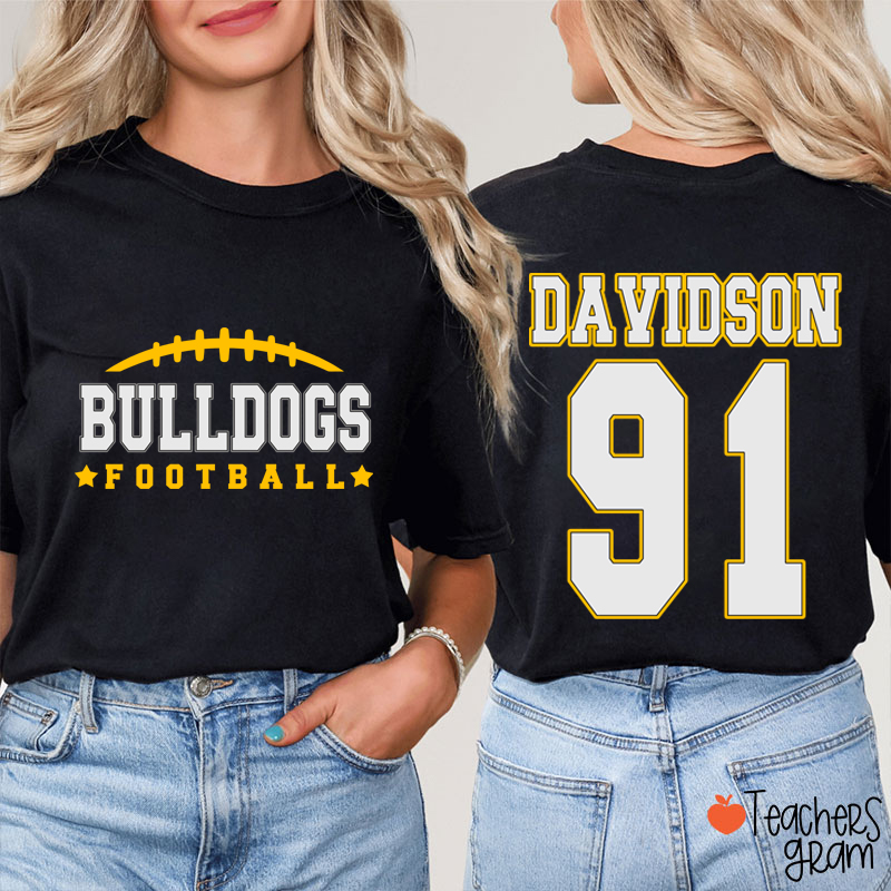 Personalized Name And Sport Number Teacher Two Sided T-Shirt