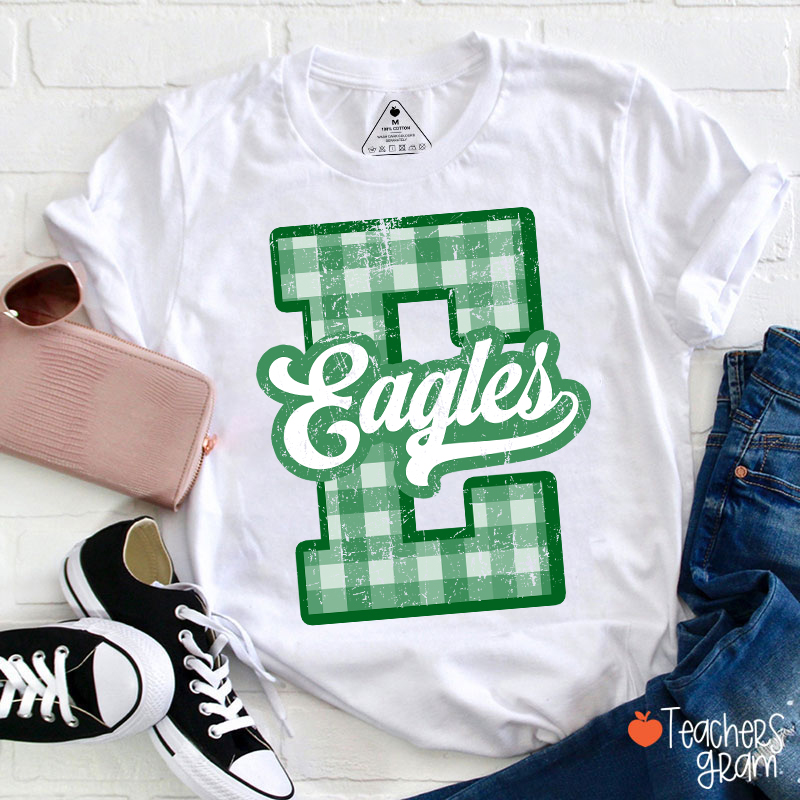Personalized Mascot Sport Gingham Varsity Teacher T-Shirt