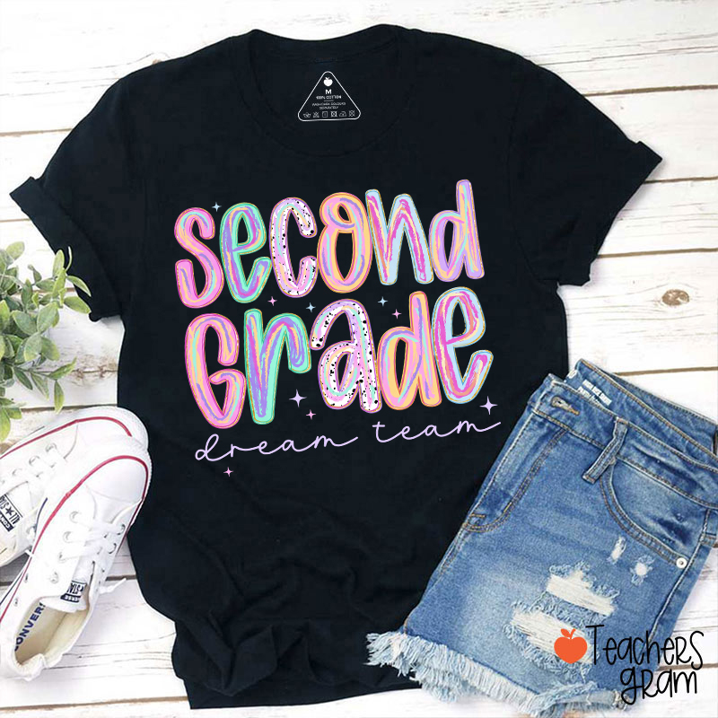 Personalized Pastel Rainbow Grade Dream Team Teacher T-Shirt