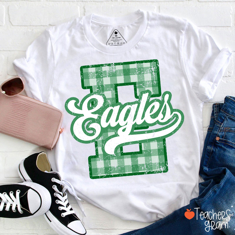 Personalized Mascot Sport Gingham Varsity Teacher T-Shirt