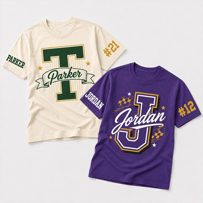 Personalized Name Varsity Letter Ribbon Teacher T-Shirt