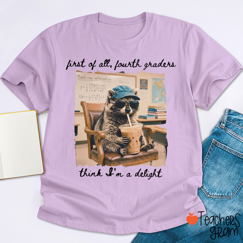 Personalized Grade Funny Coffee Raccoon Meme Teacher T-Shirt