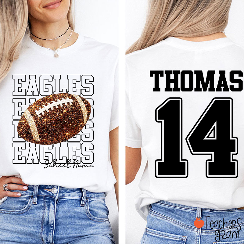 Personalized Team Name Number Sport Teacher Two Sided T-Shirt