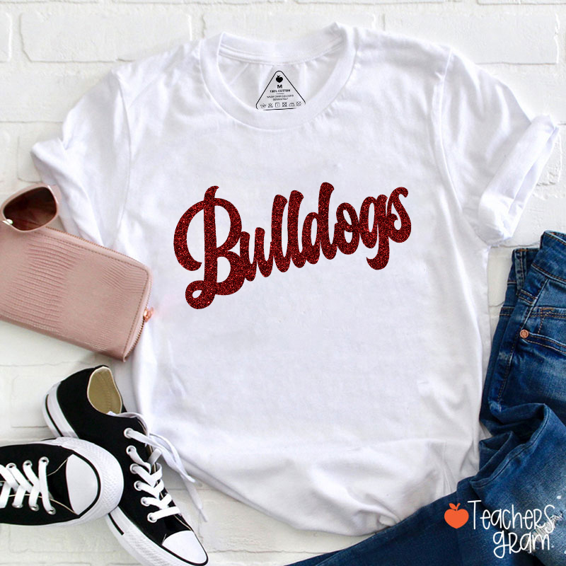 Personalized Glitter Script Teacher T‑Shirt