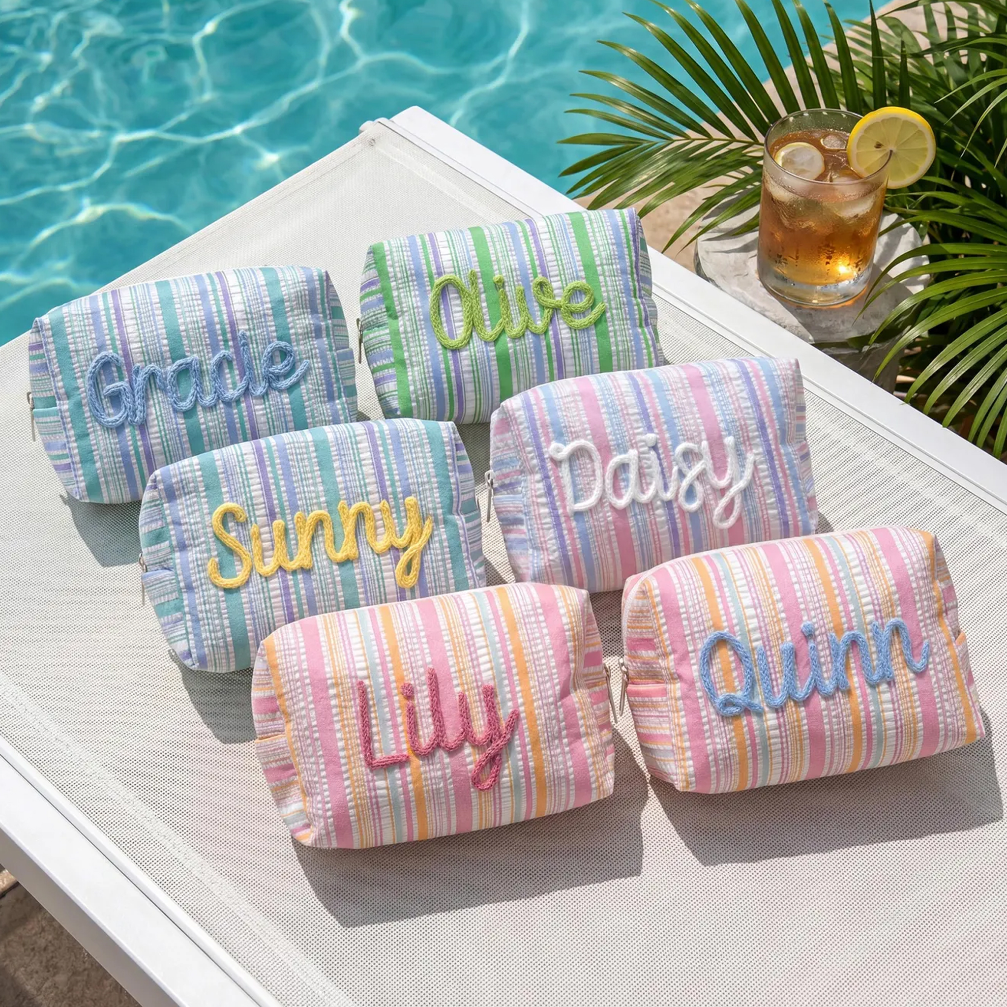 Personalized Embroidered Bubble-Sheen Makeup Bag