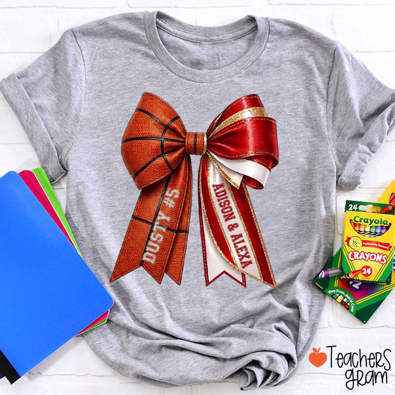 Personalized Sport Bow Name Teacher T-Shirt