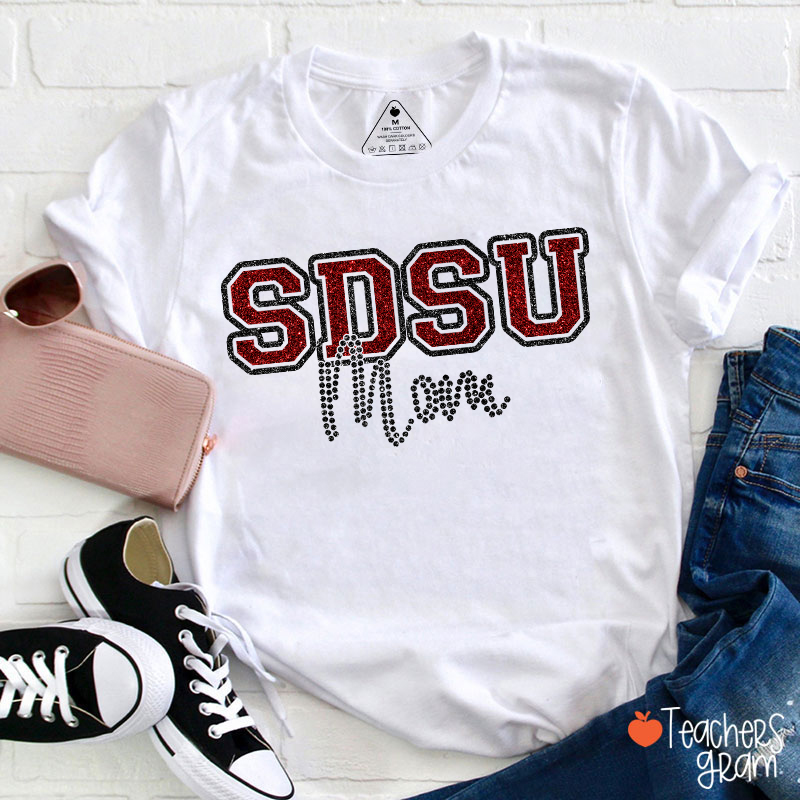 Personalized School Abbreviation And Name Faux Glitter Teacher T-Shirt