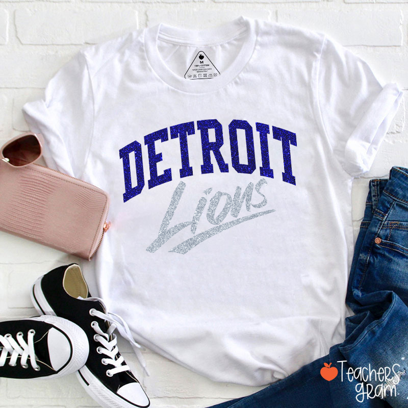 Personalized Mascot Retro Glitter Sport Fan Teacher T‑Shirt