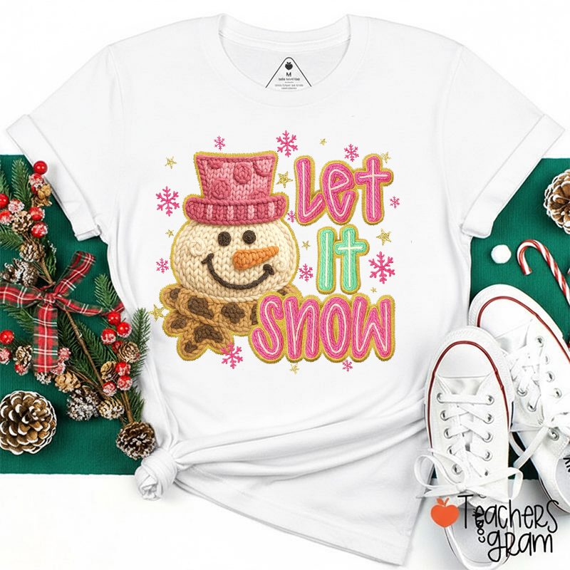 Faux Yarn Let It Snow Teacher T-Shirt