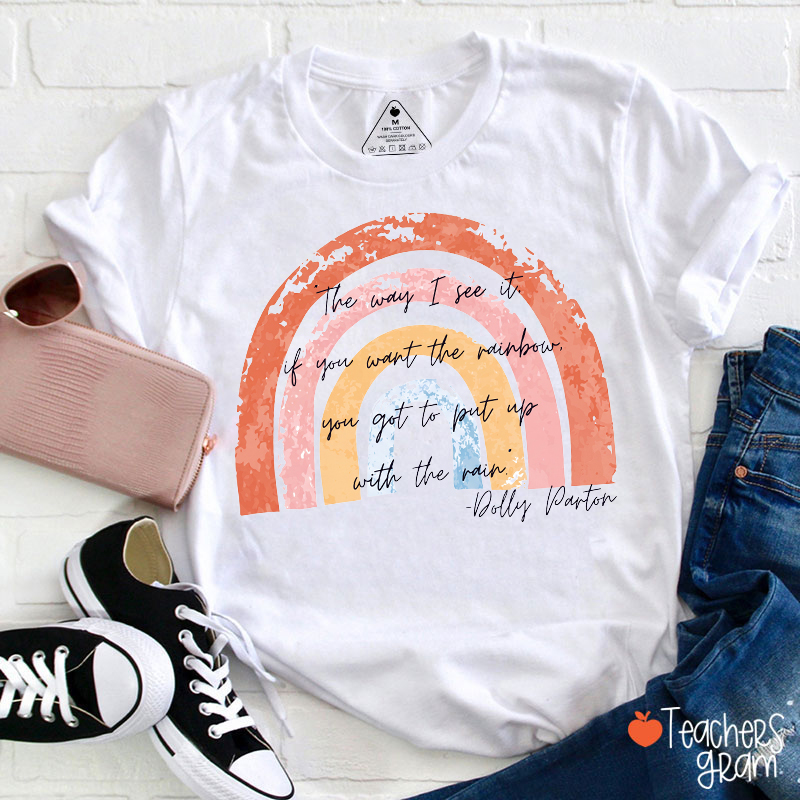 Boho Distressed Watercolor Rainbow Inspirational Quote Teacher T-Shirt