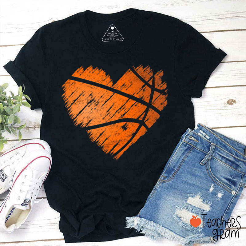 Basketball Heart Teacher T-Shirt