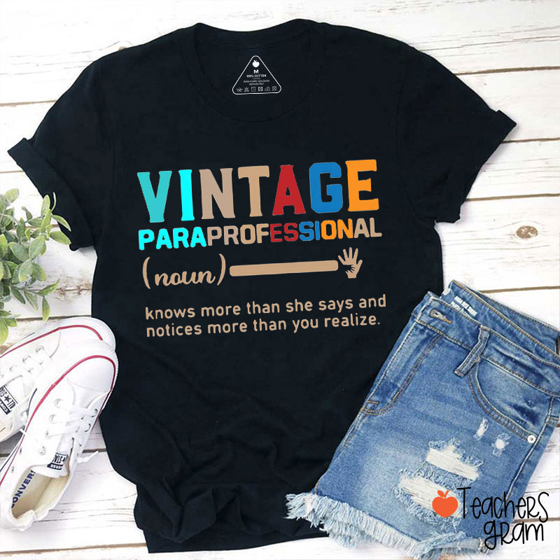 Vintage Paraprofessional Teacher T-Shirt
