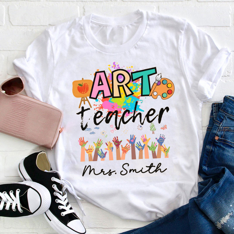 Personalized Let's Draw Together Teacher T-Shirt