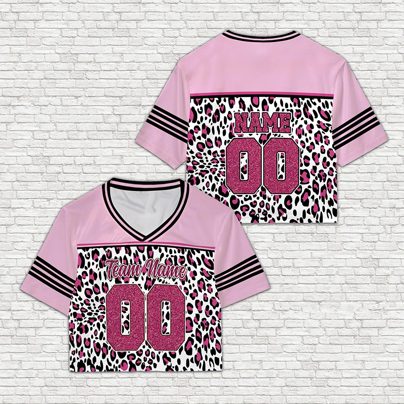 Personalized Name And Grade Leopard Printing Teacher Crop Jersey