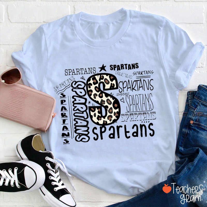 Personalized Mascot Leopard A Variety Of Fonts Teacher T-Shirt
