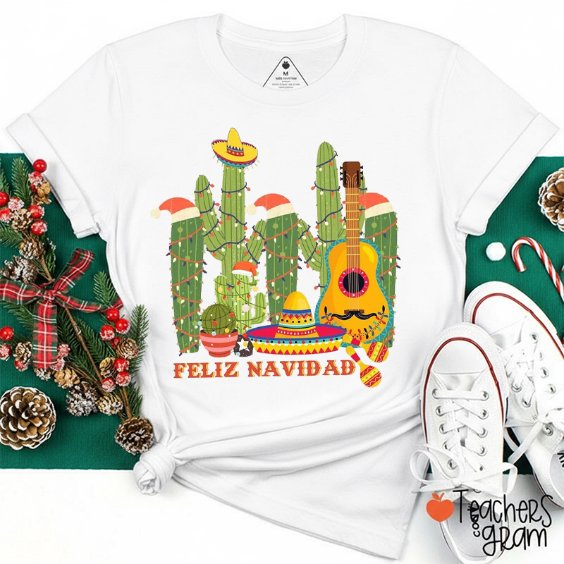 Cactus Feliz Navidad Spanish Teacher T-Shirt