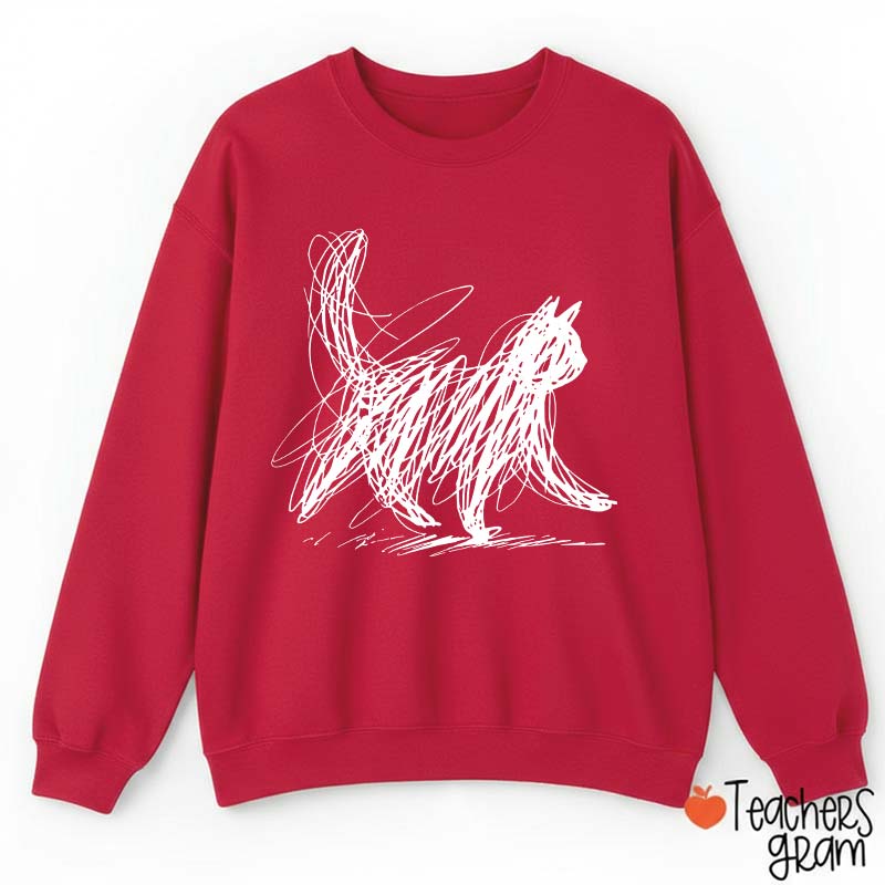 Vintage Cat Line Teacher Sweatshirt
