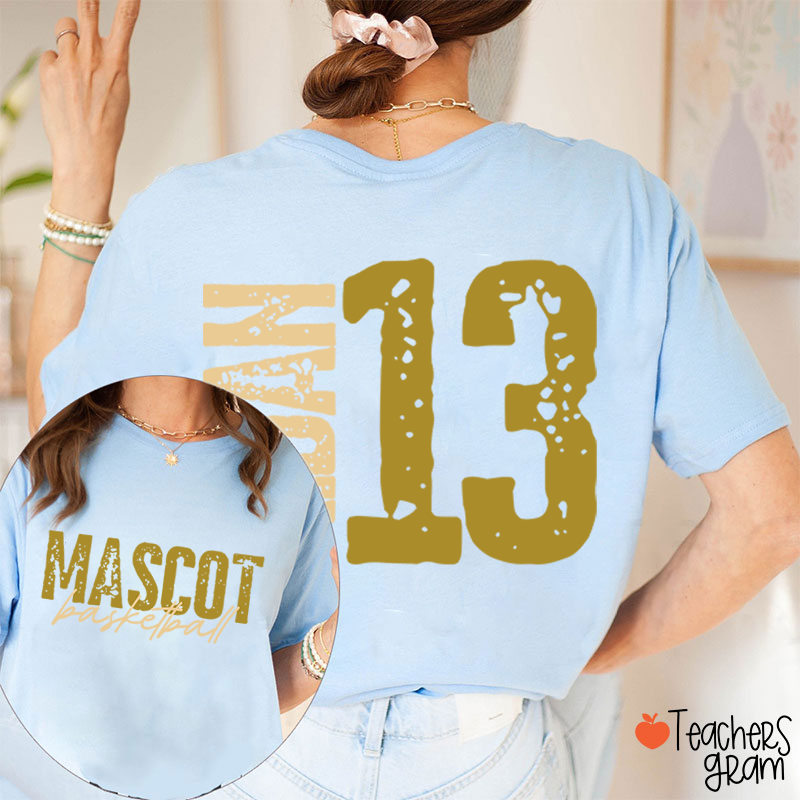 Personalized Mascot Name And Number Basketball Teacher Two Sided T-Shirt