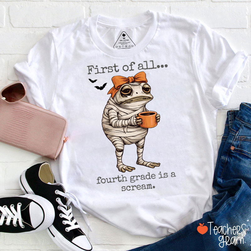 Personalized Grade Funny Frog Monster Character Bat Teacher T‑Shirt