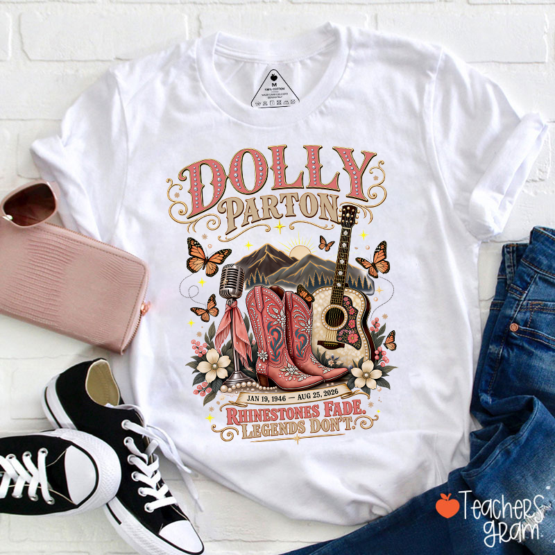 Dolly Parton Western Cowboy Boots Floral Teacher T‑Shirt