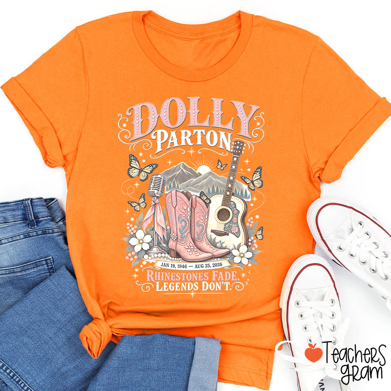 Dolly Parton Western Cowboy Boots Floral Teacher T‑Shirt