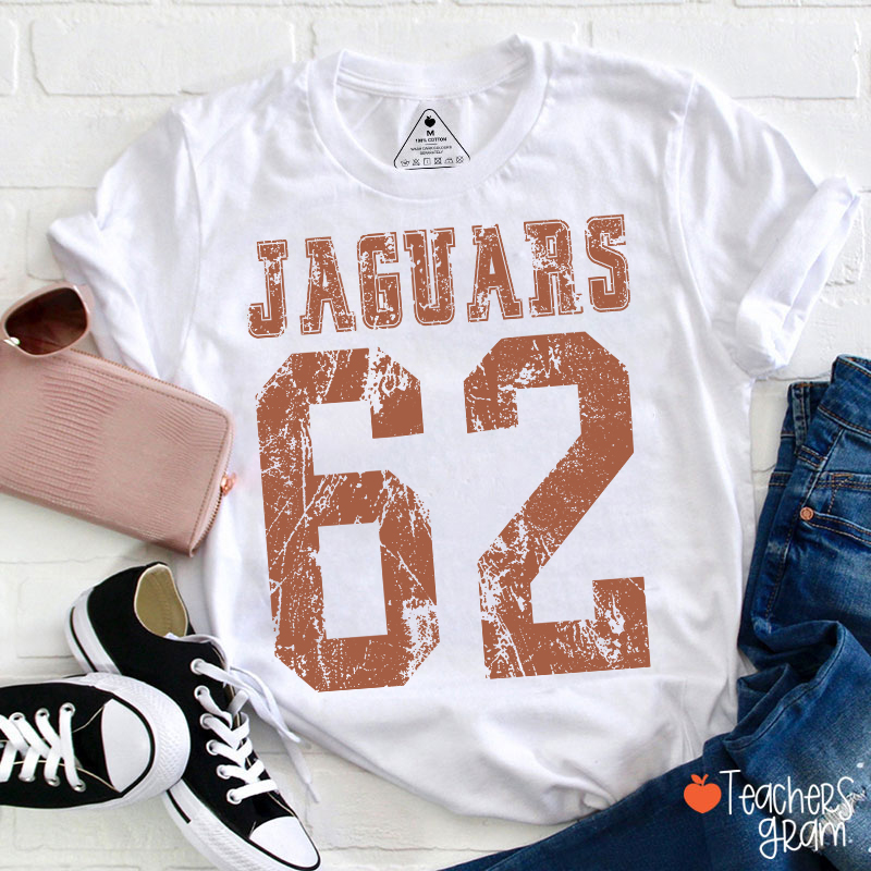 Personalized Mascot Number Vintage Distressed Sport Teacher T‑Shirt