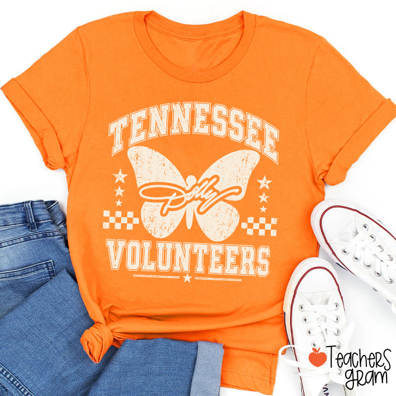 Tennessee Volunteers Dolly Distressed Butterfly Teacher T-Shirt