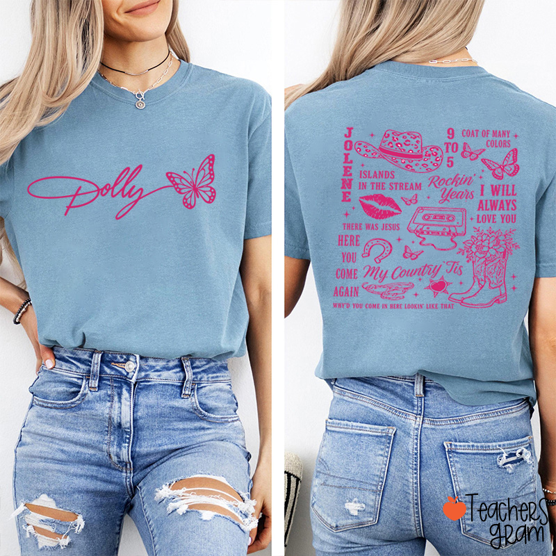 Butterfly Classic Song List Teacher Two Sided T‑Shirt