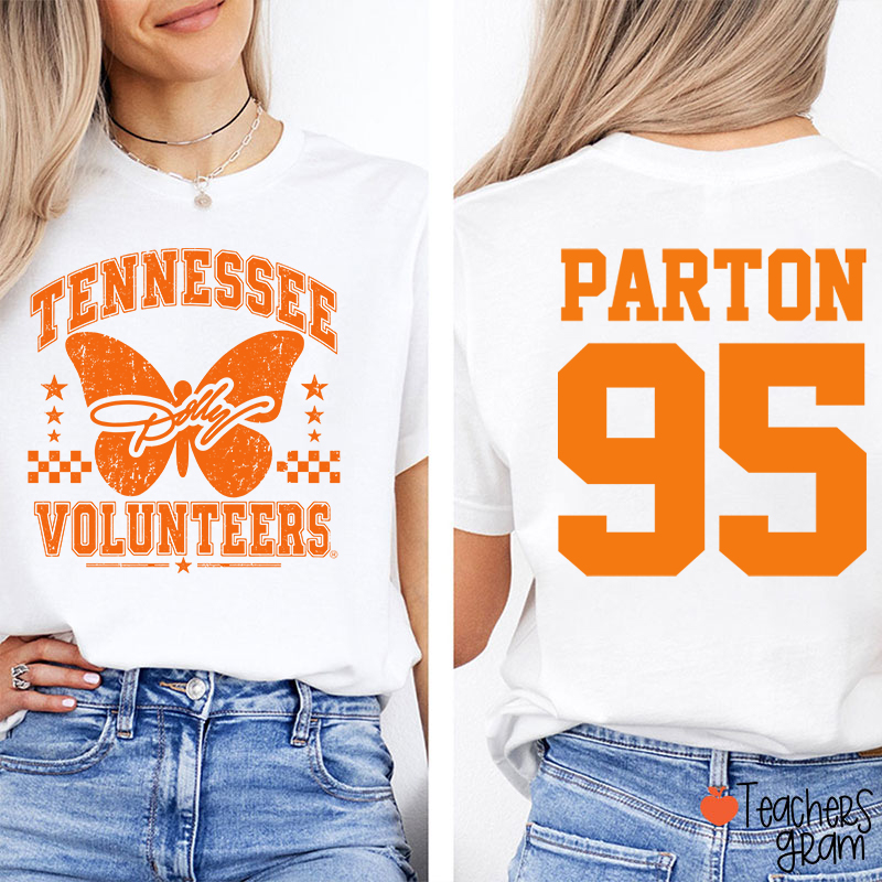  Volunteers Butterfly Vintage Graphic Teacher Two Sided T-Shirt