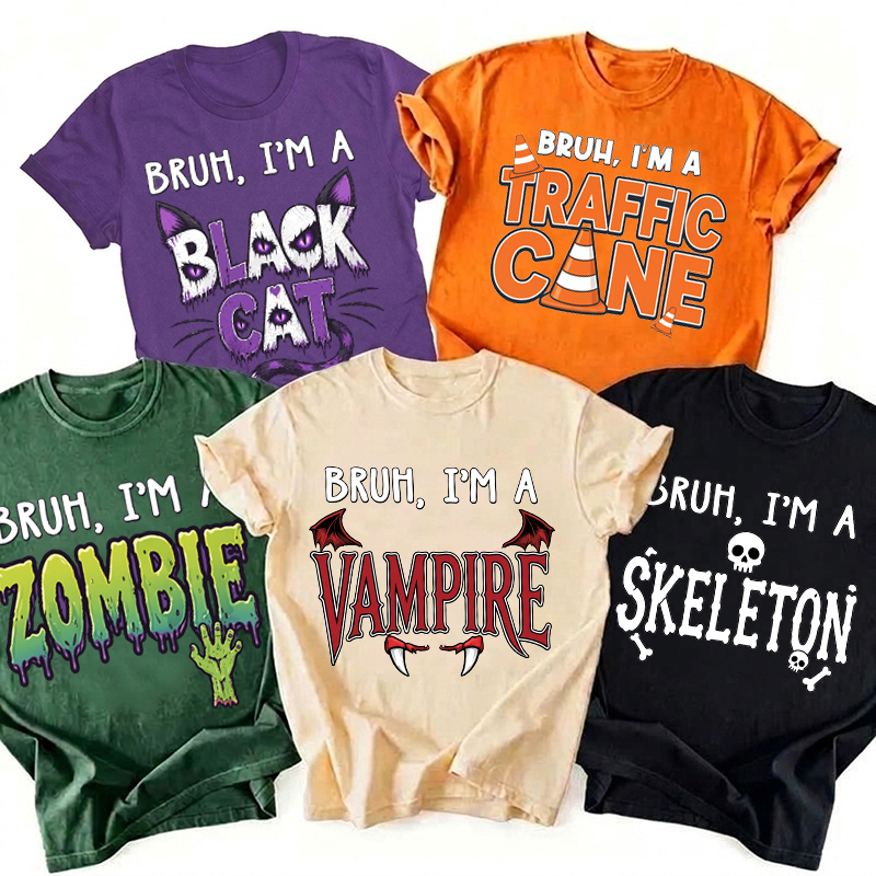 Personalized Bruh I'm A Costume Matching Halloween Teacher T‑Shirt