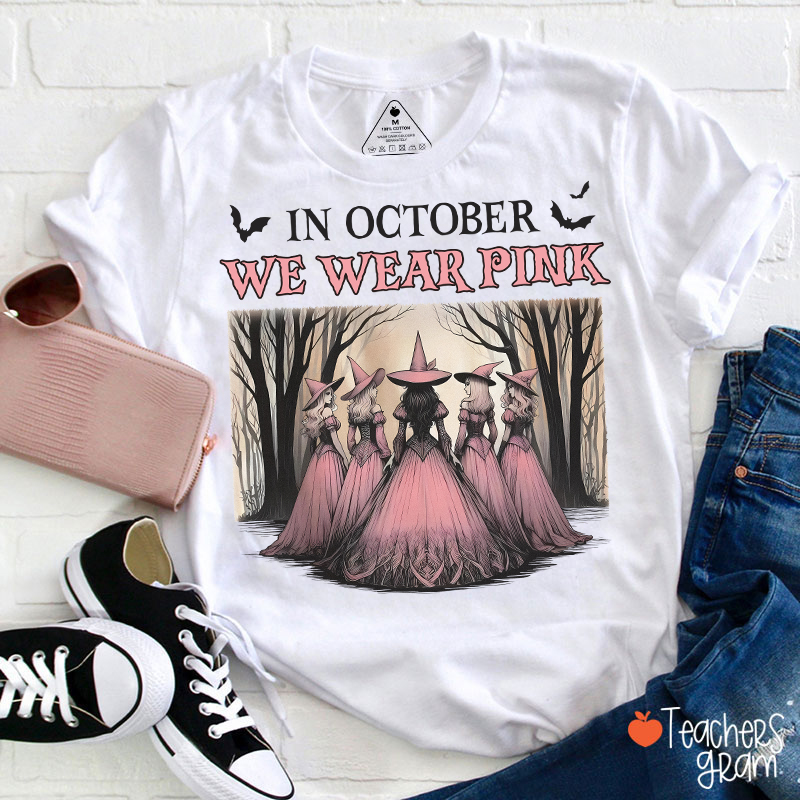 October Pink Witches Teacher T-Shirt
