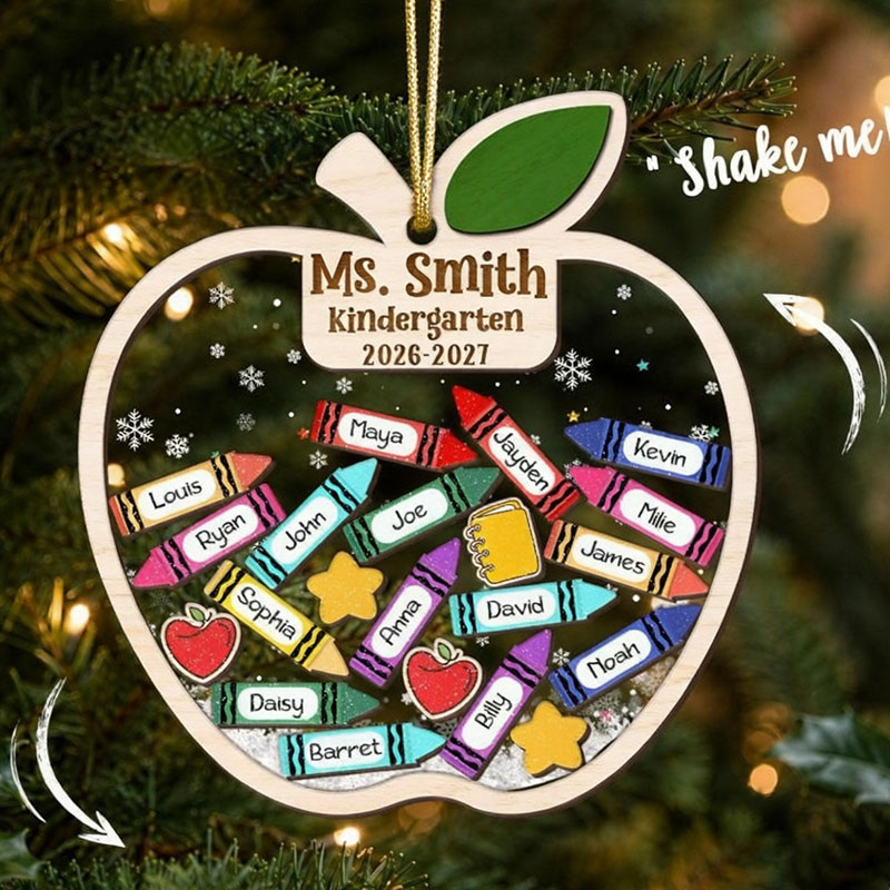 Personalized Apple Teacher Shaker Ornament