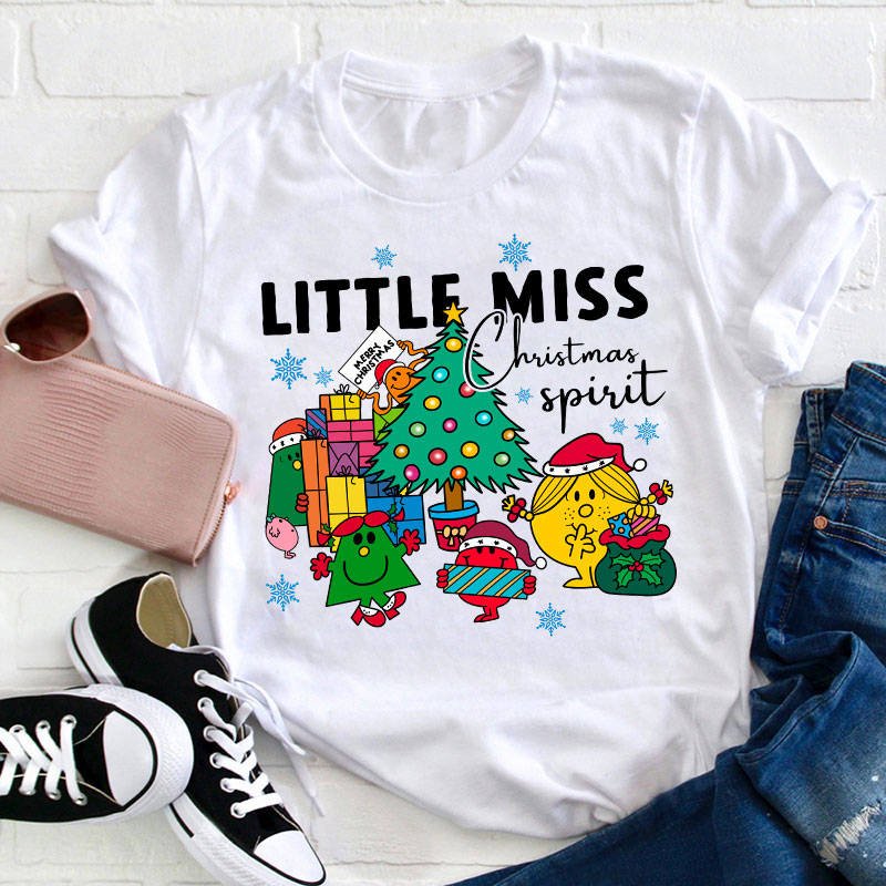 Little Miss Christmas Spirit Teacher T-Shirt