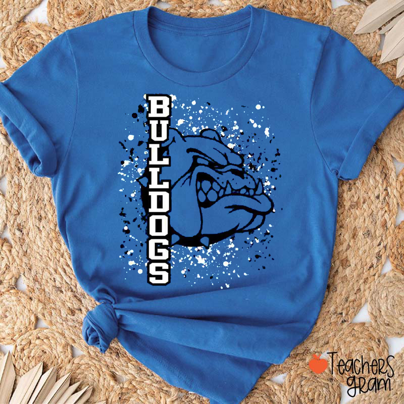 Personalized Mascot Splatter Vertical Text Teacher T-Shirt