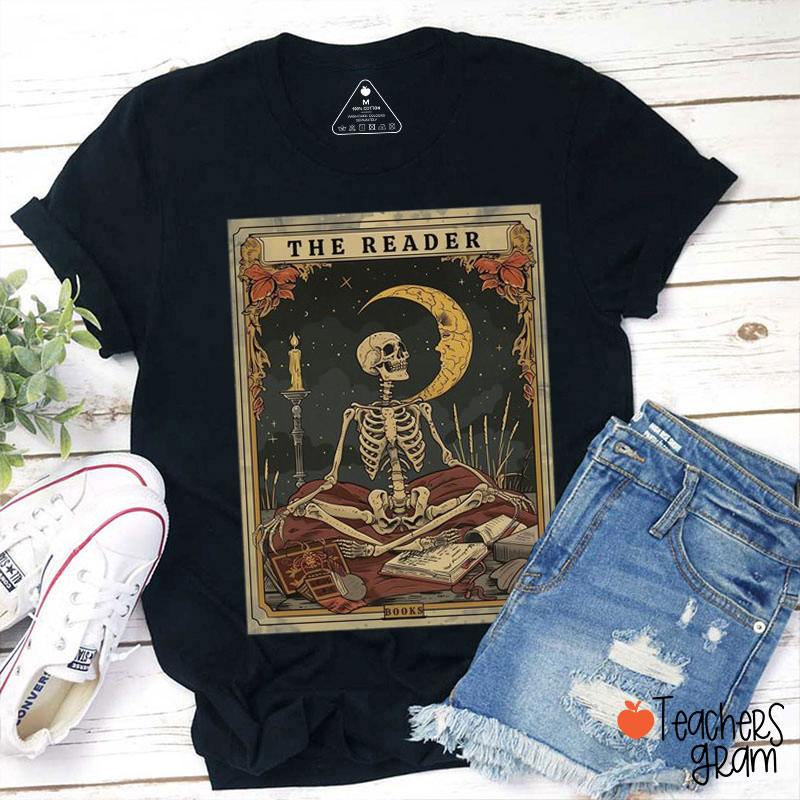 The Reader Skeleton Halloween Teacher T-Shirt